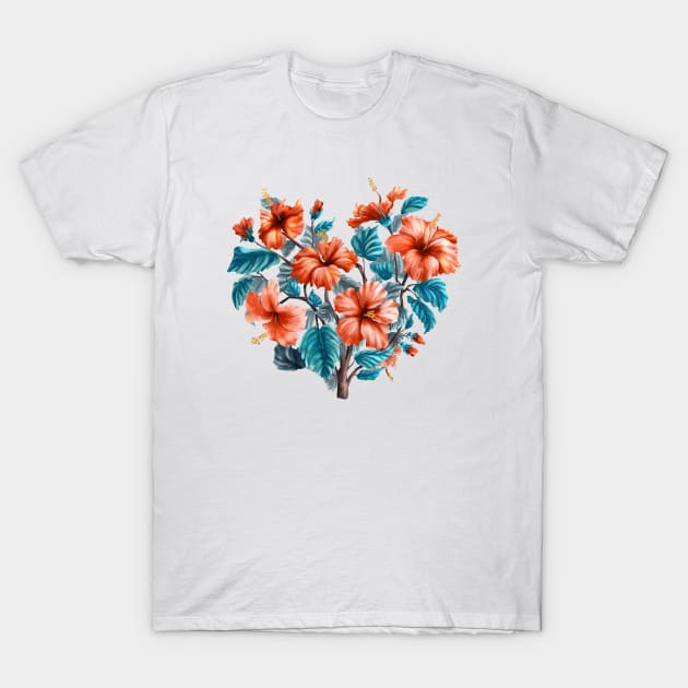 Hibiscus heart T-Shirt by Sitenkova